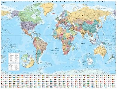 Collins World Wall Paper Map -  Collins Maps