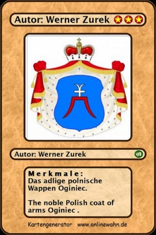 Das adlige polnische Wappen Oginiec. The noble Polish coat of arms Oginiec . - Werner Zurek