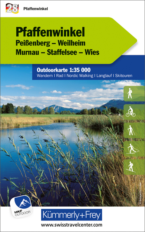 Pfaffenwinkel Peissenberg, Weilheim, Murnau, Staffelsee, Wies Nr. 28 Outdoorkarte Deutschland 1:35 000