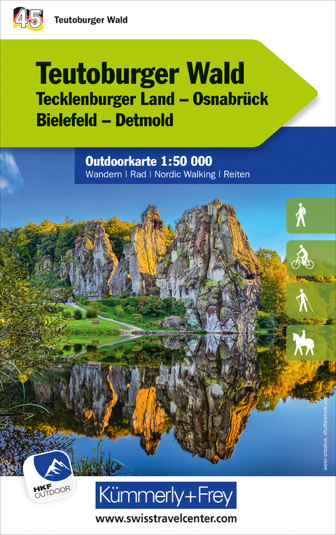 Teutoburger Wald Tecklenburger Land, Osnabrück, Bielegeld, Detmold Nr. 45 Outdoorkarte Deutschland 1:50 000