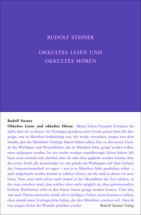 Okkultes Lesen und okkultes Hören - Rudolf Steiner