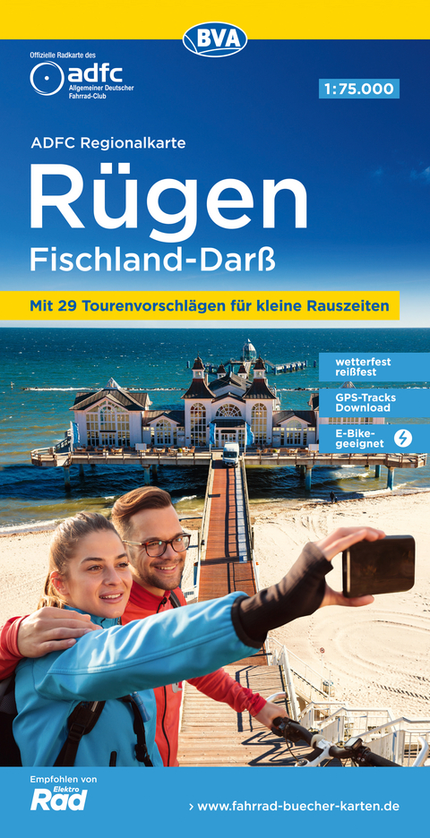 Rügen Fischland-Darß, 1:75.000, reiß- und wetterfest, E-Bike-geeignet, GPS-Tracks-Download - 