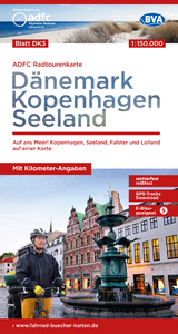 ADFC-Radtourenkarte DK3 Dänemark/Kopenhagen/Seeland 1:150.000, reiß- und wetterfest, E-Bike geeignet, mit GPS-Tracks Download, mit Bett+Bike Symbolen, mit Kilometer-Angaben - 