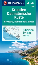 KOMPASS Wanderkarten-Set 2900 Kroatien, Dalmatinische Küste (3 Karten) 1:100.000 - 