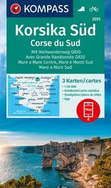 KOMPASS Wanderkarten-Set 2251 Korsika Süd. Mit Weitwanderweg GR20 / Corse du Sud. Avec Grande Randonnée GR20 (3 Karten) 1:50.000 - 