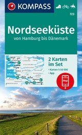 KOMPASS Wanderkarten-Set 723 Nordseeküste von Hamburg bis Dänemark (2 Karten) 1:50.000 - 