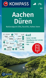 KOMPASS Wanderkarte 757 Aachen, Düren, Nationalpark Eifel, Rureifel, Hohes Venn 1:50.000 - 