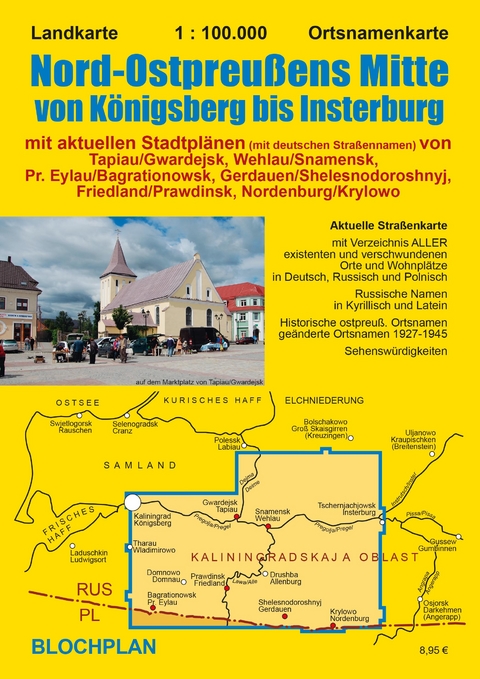 Landkarte Nord-Ostpreußens Mitte von Königsberg bis Insterburg - Dirk Bloch
