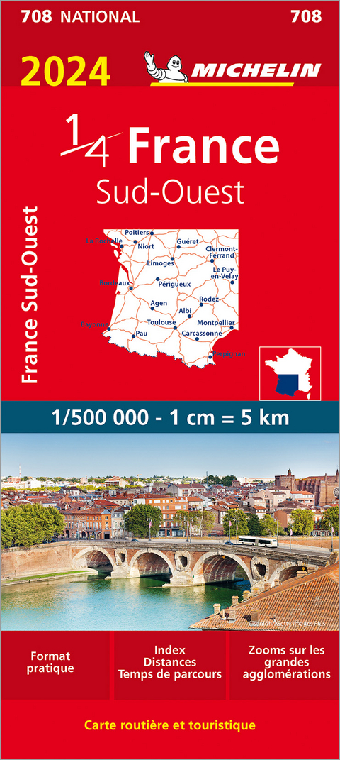 Southwestern France 2024 - Michelin National Map 708 -  Michelin