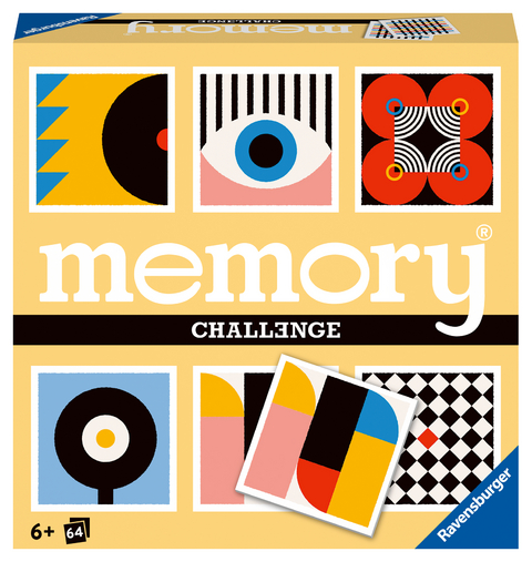 Ravensburger Challenge memory® Verrückte Muster - 22462 - Das weltbekannte Gedächtnisspiel mit 32 kunstvoll gestalteten Kartenpaaren, für 2 bis 8 Spieler ab 6 Jahren - William H. Hurter