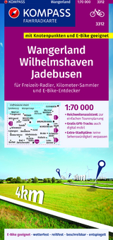 KOMPASS Fahrradkarte 3312 Wangerland, Wilhelmshaven, Jadebusen mit Knotenpunkten 1:70.000 - 