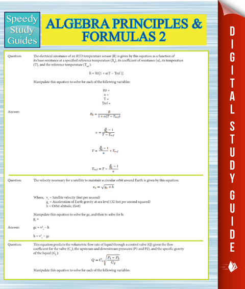 Algebra Principles And Formulas 2 (Speedy Study Guides) -  Speedy Publishing