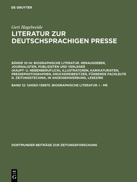 124563–136875. Biographische Literatur. I - Me - Gert Hagelweide