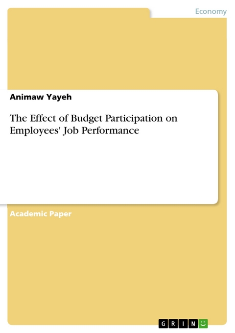 The Effect of Budget Participation on Employees' Job Performance - Animaw Yayeh