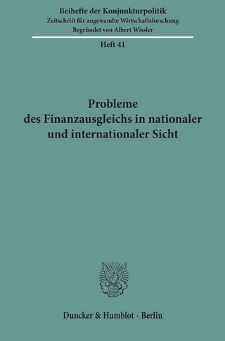 Probleme des Finanzausgleichs in nationaler und internationaler Sicht. - Herbert Wilkens