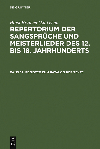 Register zum Katalog der Texte - Horst Brunner; Burghart Wachinger