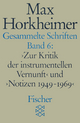 Gesammelte Schriften in 19 Bänden: Band 6: »Zur Kritik der instrumentellen Vernunft« und »Notizen 1949-1969«