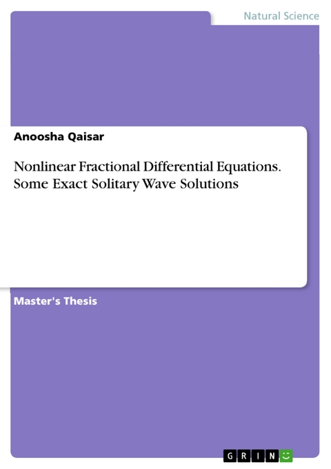 Nonlinear Fractional Differential Equations. Some Exact Solitary Wave Solutions - Anoosha Qaisar