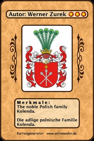 The noble Polish family Kolenda. Die adlige polnische Familie Kolenda.