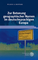 Zur Betonung geographischer Namen im deutschsprachigen Europa (Germanistische Bibliothek, Band 57)