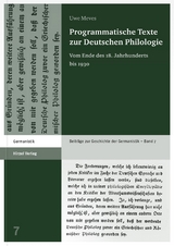 Programmatische Texte zur Deutschen Philologie - Uwe Meves