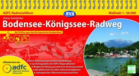 ADFC-Radreiseführer Bodensee-Königssee-Radweg 1:50.000 praktische Spiralbindung, reiß- und wetterfest, GPS-Tracks Download - Otmar Steinbicker