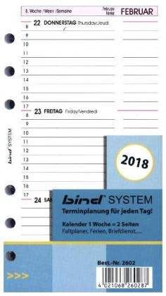 Systemplaner A6, Einlagenblätter Kalender (Nr.B-260218) 2018