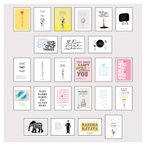 Postkarten Box - Set mit 25 Detailverliebten und Hand designten hochwertigen Postkarten mit liebevollen Zitaten und Sprüchen - Lisa Wirth