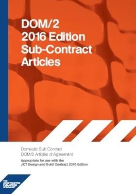 2016 DOM2A Domestic Subcontract - Articles of Agreement -  Contractors Legal Grp