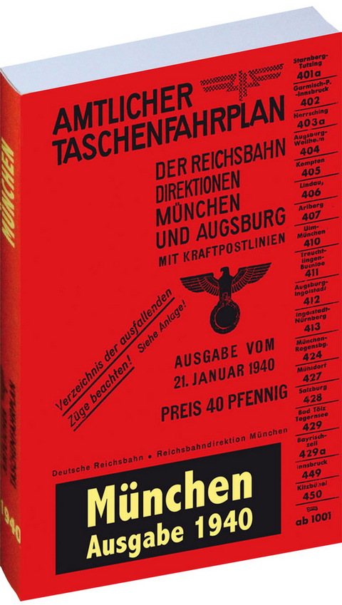 Amtlicher Taschenfahrplan von MÜNCHEN und AUGSBURG 1940 - 