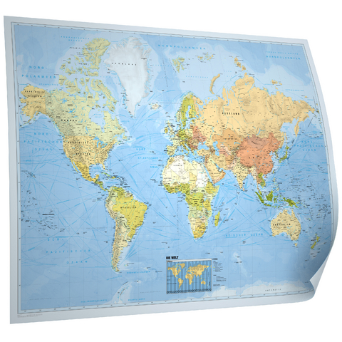 Kastanea Politische Weltkarte "Die Welt", 1:31 Mio., deutschsprachig, Papierkarte gerollt