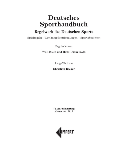 Deutsches Sporthandbuch - Willi Klein, Hans-Oskar Roth