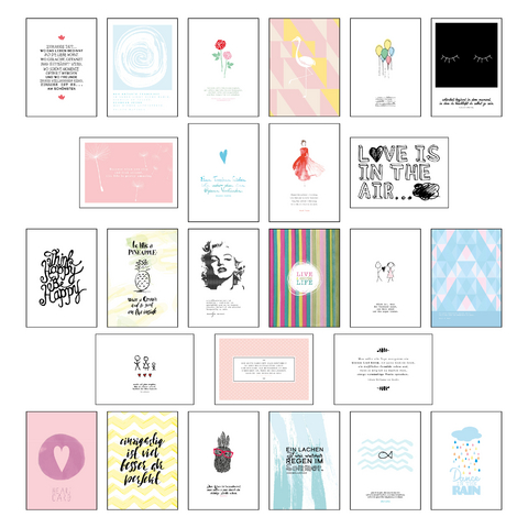 Postkarten Set – Postkarten Sprüche mit 25 hochwertigen versch. liebevollen Motiven und wunderschönen Sprüchen und Zitaten - Lisa Wirth
