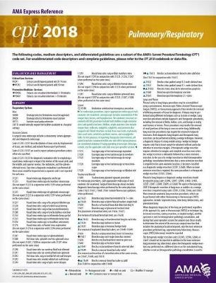 CPT® 2018 Express Reference Coding Cards: Pulmonary/Respiratory - Kathy Giannangelo