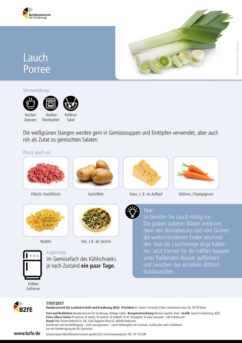 Lebensmittel-Infoblatt: Lauch/Porree - Rüdiger Lobitz, Martina Spaeth