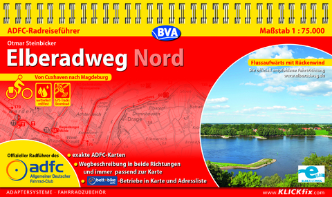 ADFC-Radreiseführer Elberadweg Nord 1:75.000 praktische Spiralbindung, reiß- und wetterfest, GPS-Tracks Download - Otmar Steinbicker