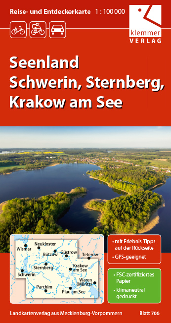 Reise- und Entdeckerkarte Seenland Schwerin, Sternberg, Krakow am See - 