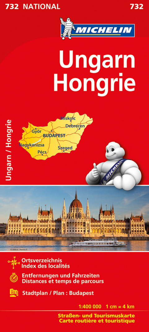Michelin Karte Ungarn. Hongrie
