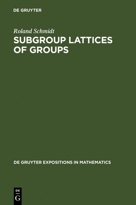 Subgroup Lattices of Groups - Roland Schmidt