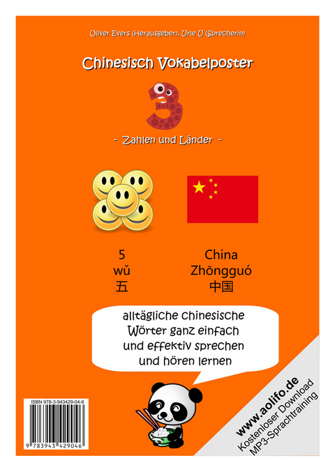 Chinesisch Vokabelposter 3 (Zahlen und Länder) - 