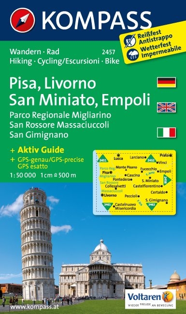 KOMPASS Wanderkarte Pisa - Livorno - San Miniato - Empoli - Parco Regionale Migliarino San Rossore Massaciuccoli - San Gimignano - 