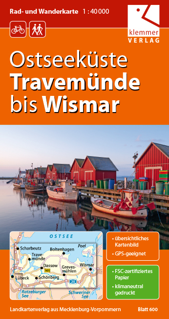 Rad- und Wanderkarte Ostseeküste Travemünde bis Wismar - 