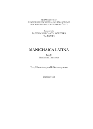 Manichaica Latina - Markus Stein