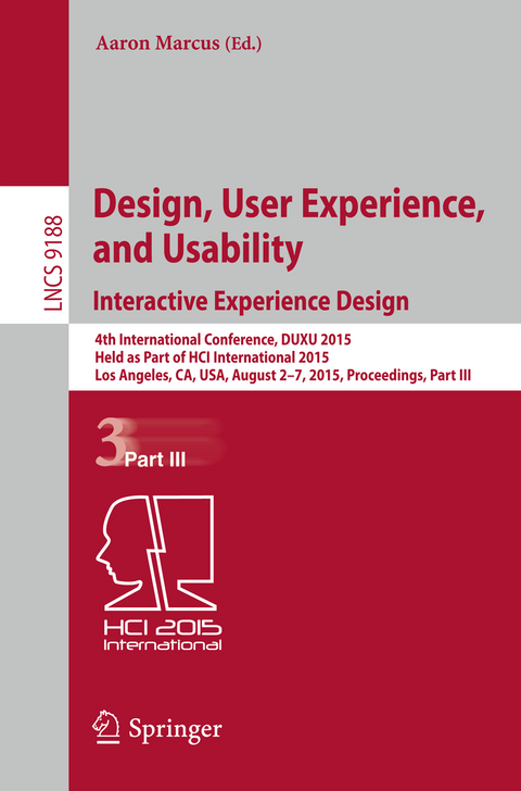 Design, User Experience, and Usability: Interactive Experience Design - 