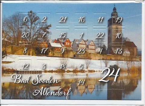 Adventkalender- Doppelkarte B6 " St.Crucis-Kirche im Winter ", mit Umschlag, - 