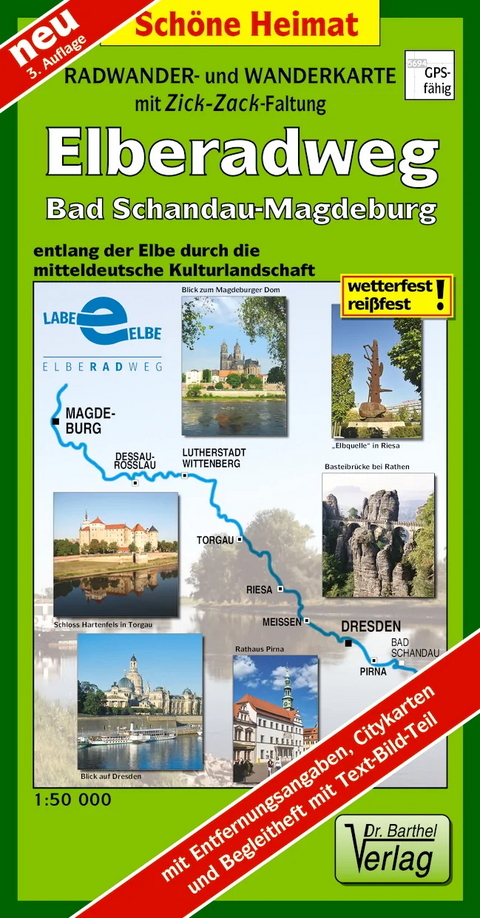 Radwanderkarte Elberadweg Bad Schandau - Magdeburg