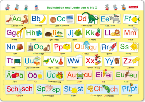 Fragenbär-Mini-Lernposter: Buchstaben und Laute von A bis Z (in der Schulbuch-Druckschrift) S 45 x 32 cm - Bengt Fels