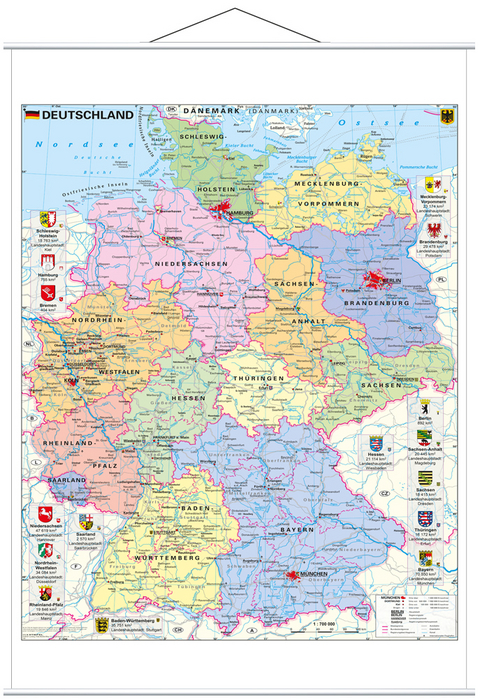 Deutschland politisch mit Wappen - Heinrich Stiefel