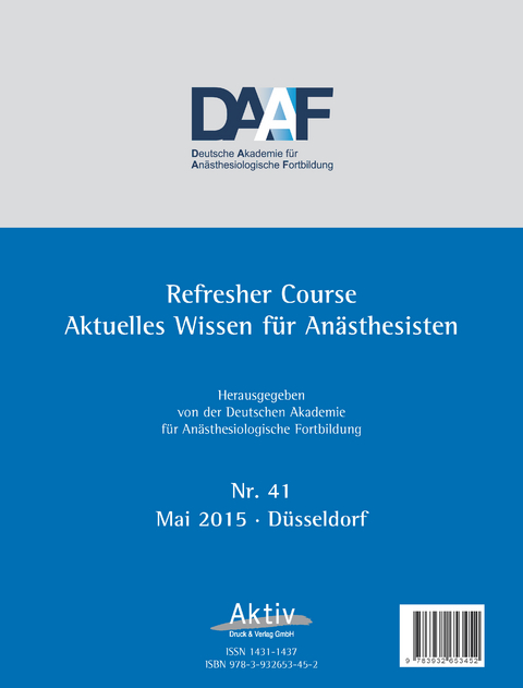 Refresher Course Nr. 42/2016 -  Deutsche Akademie f. Anästhesiologische Fortbildung