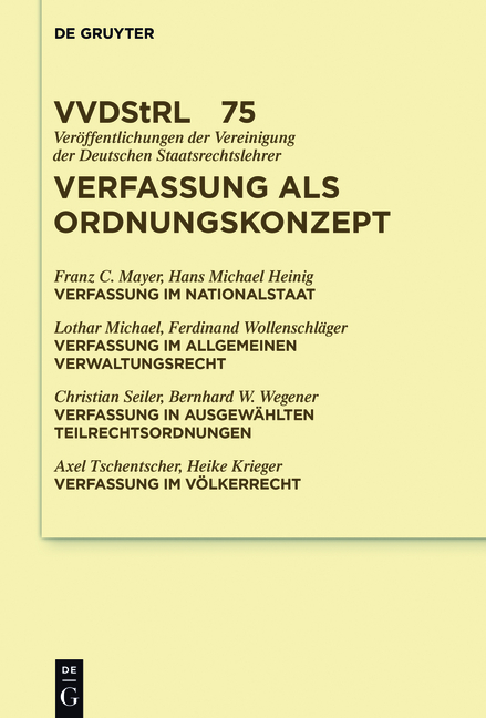 Verfassung als Ordnungskonzept - Franz Mayer, Hans Michael Heinig, Lothar Michael,  Et Al.